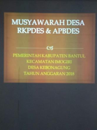 SIDANG PENGESAHAN RKPDes dan APBDes DESA KEBONAGUNG Tahun 2018