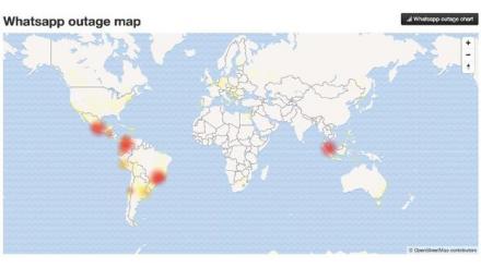 Peta Lokasi Facebook, Instagram, WhatsApp yang 'Down' 