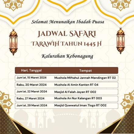 Jadwal Safari Tarawih Tahun 2024